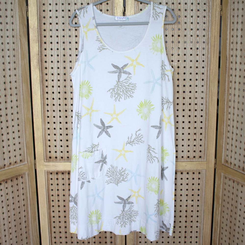 Fresh Produce Womens SIZE XL Sun Dress Coral Reef Starfish Sunwashed Beach